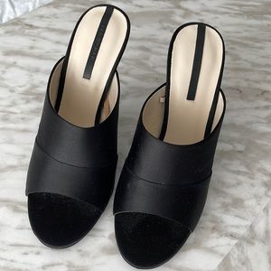 High heeled satin mules!